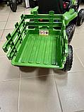 Детский электромобиль RiverToys H888HH (темно-зеленый) трактор с прицепом и пультом, фото 4