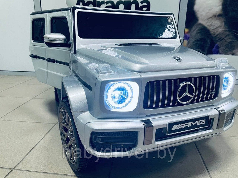 Детский электромобиль RiverToys Mercedes-Benz G63 T999TT (серебристый глянец) автокраска лицензия
