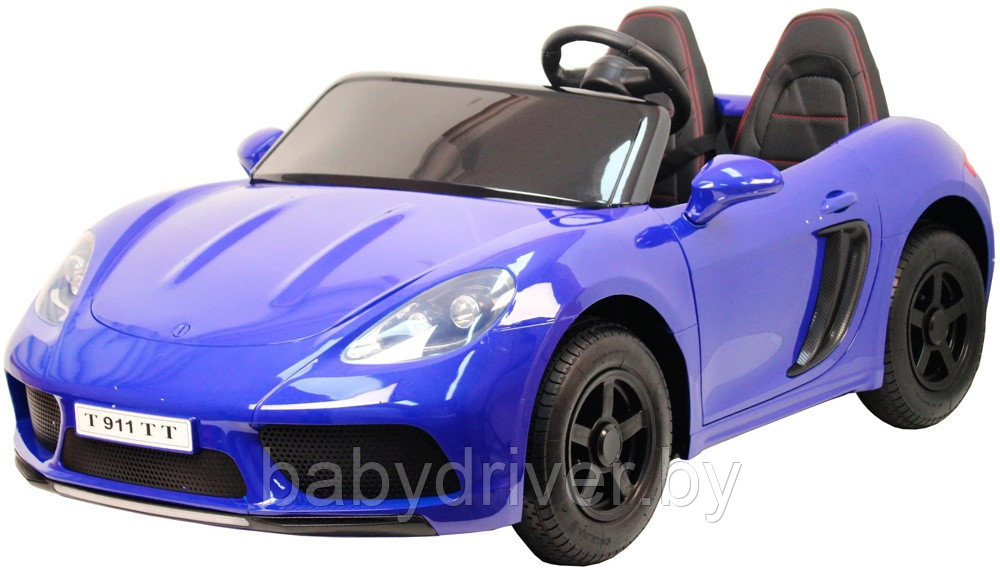 Детский электромобиль RiverToys Porsche Cayman T911TT (синий глянец) автокраска двухместный