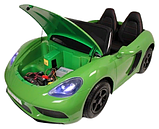 Детский электромобиль RiverToys Porsche Cayman T911TT (зеленый глянец) автокраска двухместный, фото 4