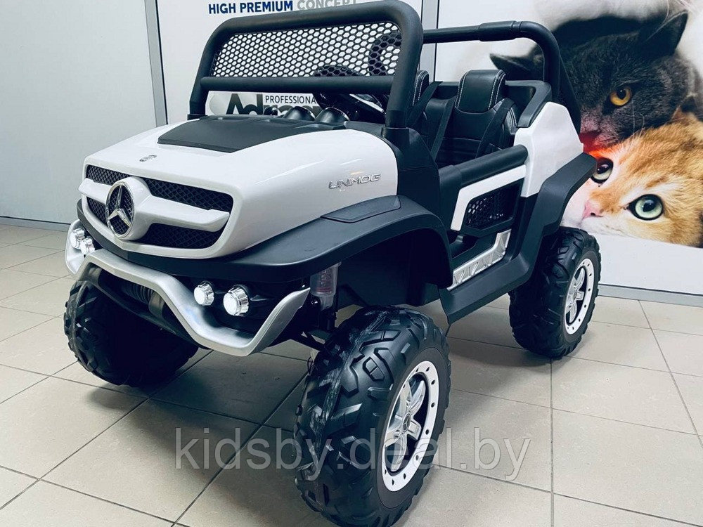 Детский электромобиль RiverToys Mercedes-Benz Unimog Concept P555BP 4WD (белый) полноприводный двухместный - фото 2 - id-p25385066