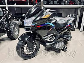 Детский электромотоцикл RiverToys H222HH (черный) BMW двухместный