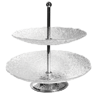 Этажерка 2-х ярусная д/фруктов «Клиа» d=25/30см стекло; H=32см; металлич.