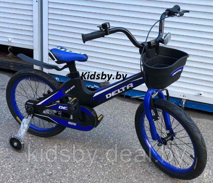 Детский велосипед Delta Prestige 18"+ шлем 2020 (черный/синий) матовой магниевой рамой и обычными спицованными - фото 1 - id-p120541138