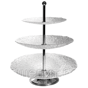 Этажерка 3-х ярусная «Клиа» d=22,26,32см стекло,сталь; H=45см; прозр.,металлич.