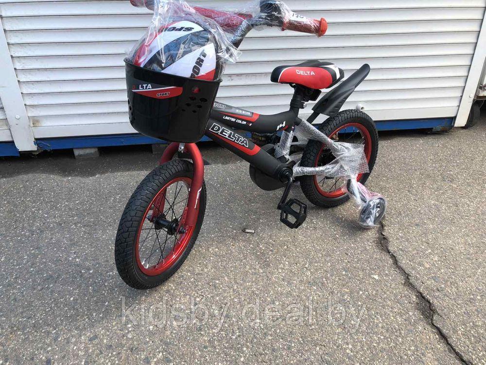 Детский велосипед Delta Sport 20 2020 (черный/красный) с передним ручным V-BRAKE тормозом, шлемом, корзиной и - фото 1 - id-p120541154