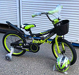 Детский велосипед Delta Sport 20 (черный/зеленый, 2019) с передним ручным V-BRAKE тормозом, шлемом, корзиной и, фото 2