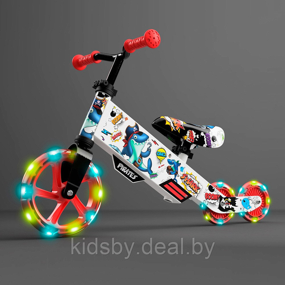 Детский беговел Small Rider Turbo Bike (красный) светящиеся колеса трансформер - фото 1 - id-p151160503