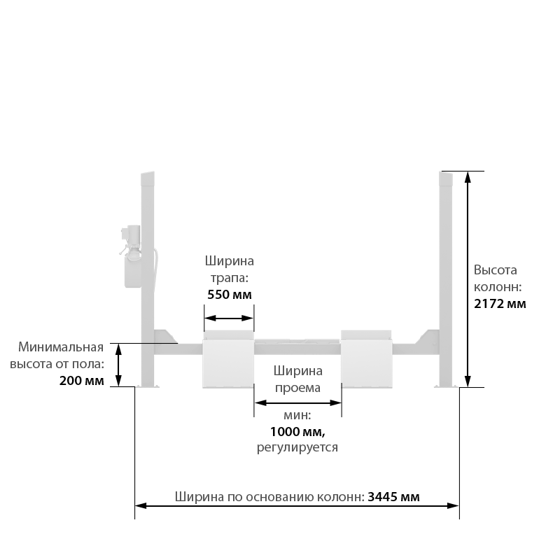 Гидравлический 4-х стоечный подъемник для регулировки развала-схождения Launch TLT-455WF (с траверсой) - фото 3 - id-p52372399