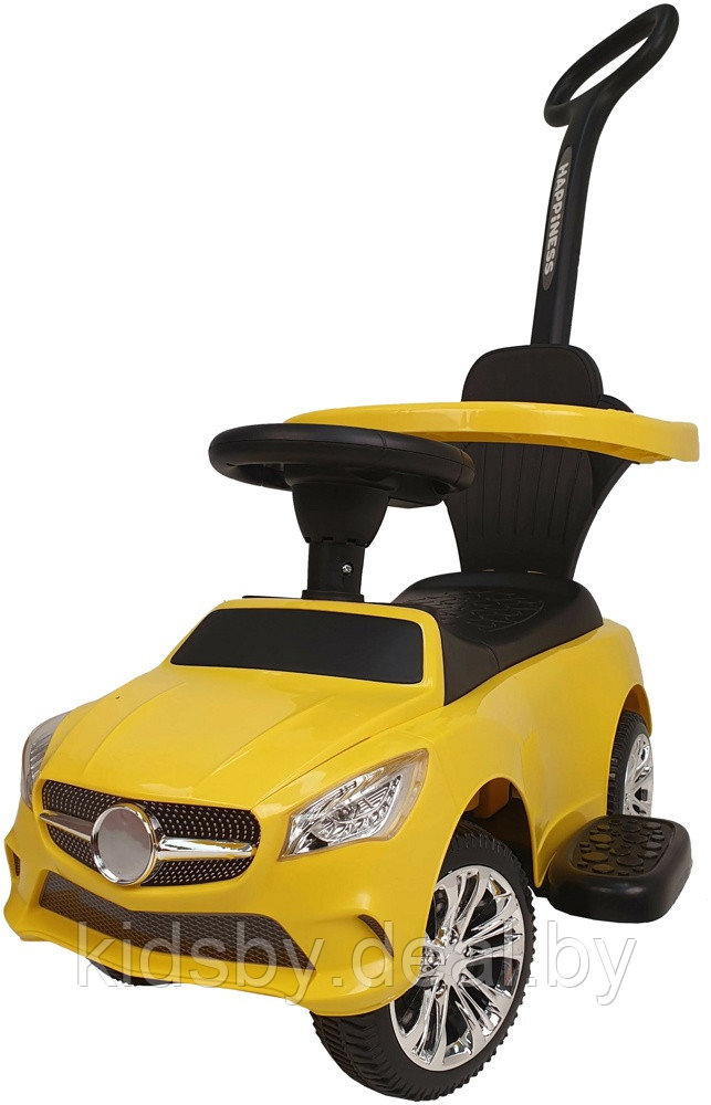 Детская машинка-каталка, толокар RiverToys Mercedes-Benz JY-Z06C (желтый/черный) с ручкой-управляшкой - фото 6 - id-p64367917