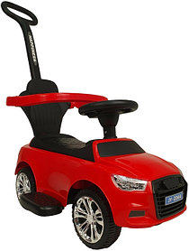Детская машинка-каталка, толокар RiverToys Audi JY-Z06A (красный) c ручкой-управляшкой