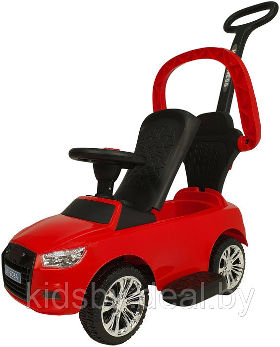 Детская машинка-каталка, толокар RiverToys Audi JY-Z06A (красный) c ручкой-управляшкой - фото 2 - id-p109520908