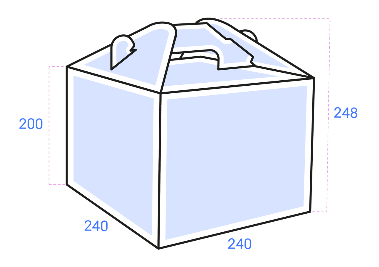 Коробка для торта c ручкой ForGenika CARRY GO, 240х240х h200 мм - фото 2 - id-p217174735