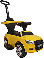 Детская машинка-каталка, толокар RiverToys Audi JY-Z06A (желтый) c ручкой-управляшкой