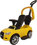 Детская машинка-каталка, толокар RiverToys Audi JY-Z06A (желтый) c ручкой-управляшкой, фото 5