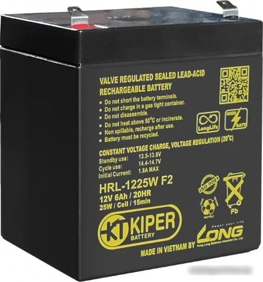 Аккумулятор для ИБП Kiper HRL-1225W F2 (12В/6 А·ч) - фото 1 - id-p217176804