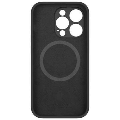 Силиконовая накладка с пластиной Magsafe и защитой камеры Nillkin LensWing Magnetic Silicone Case Черная для - фото 4 - id-p217177390