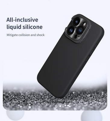 Силиконовая накладка с пластиной Magsafe и защитой камеры Nillkin LensWing Magnetic Silicone Case Черная для - фото 6 - id-p217177390