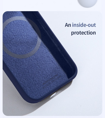 Силиконовая накладка с пластиной Magsafe и защитой камеры Nillkin LensWing Magnetic Silicone Case Фиолетовая - фото 7 - id-p217177393
