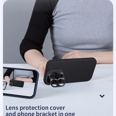 Силиконовая накладка с пластиной Magsafe и защитой камеры Nillkin LensWing Magnetic Silicone Case Фиолетовая - фото 9 - id-p217177393