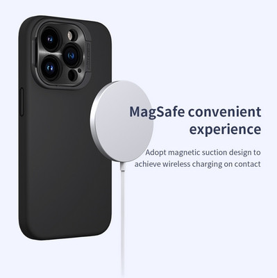 Силиконовая накладка с пластиной Magsafe и защитой камеры Nillkin LensWing Magnetic Silicone Case Фиолетовая - фото 8 - id-p217177395