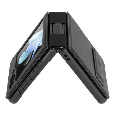Кожаный чехол Nillkin Qin Pro Plain Leather Case Черный для Samsung Galaxy Z Flip 5 - фото 4 - id-p217177396