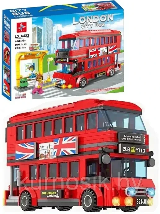 Конструктор LXA423 Lari City Лондонский автобус, 488 деталей - фото 2 - id-p217177376