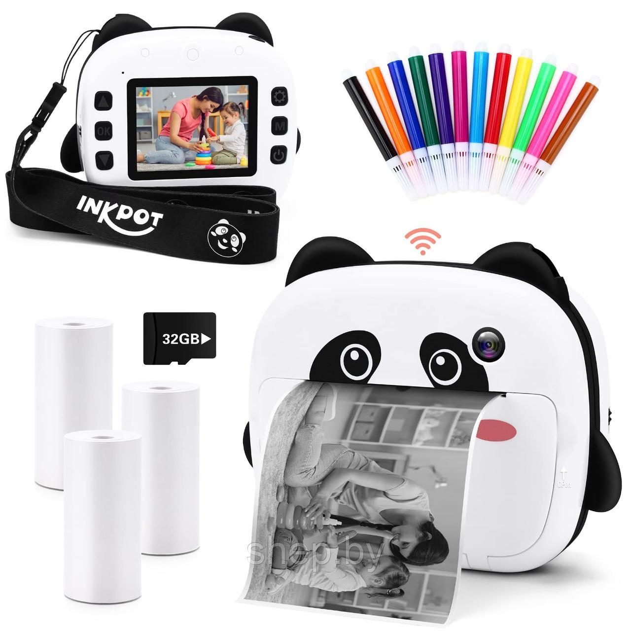 Детский фотоаппарат с печатью Wi-Fi Children Print Camera (мгновенная черно-белая термопечать, Wi-Fi ) - фото 1 - id-p217177528