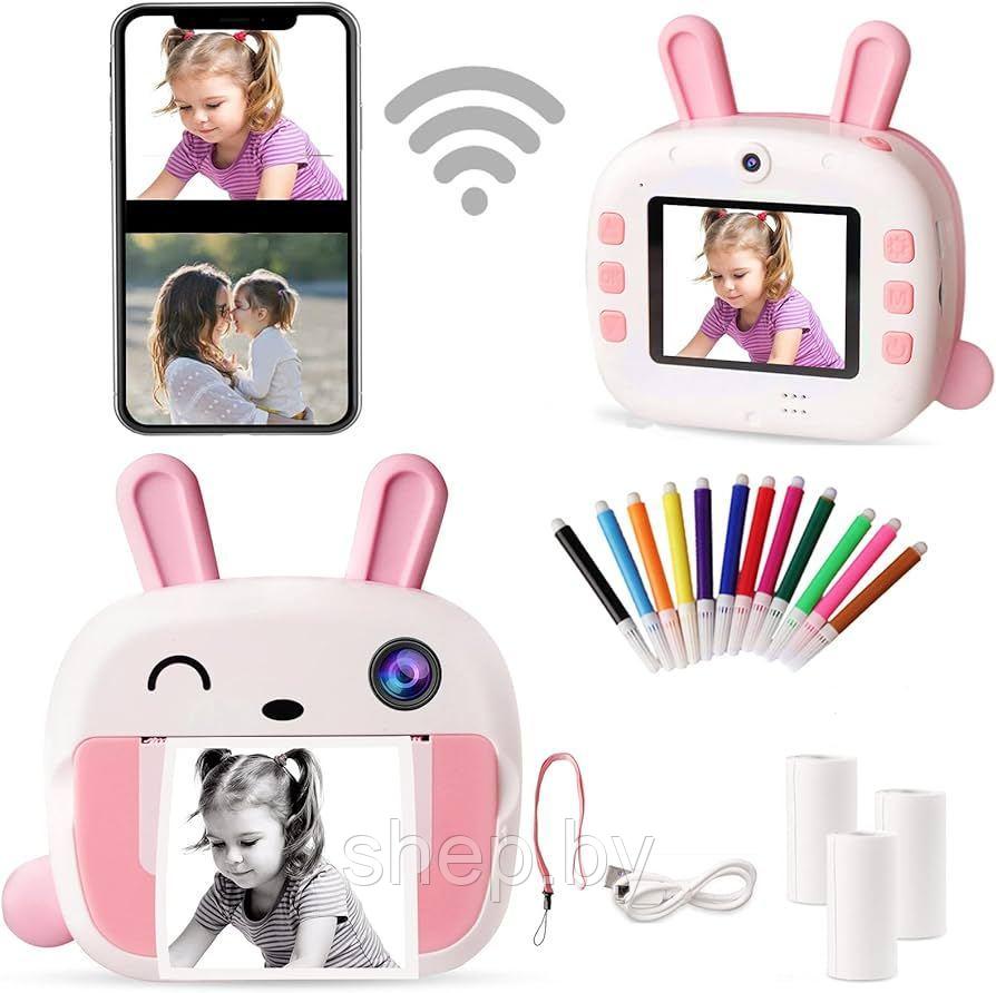 Детский фотоаппарат с печатью Wi-Fi Children Print Camera (мгновенная черно-белая термопечать, Wi-Fi ) - фото 2 - id-p217177638