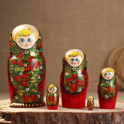 Матрёшка 5-ти кукольная "Татьяна", хохлома, 14-15 см - фото 5 - id-p216665480