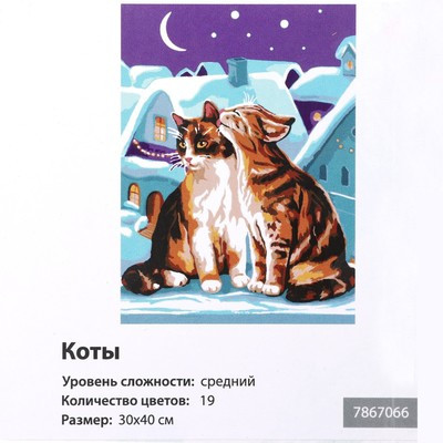 Картина по номерам на холсте с подрамником «Коты» 30х40 см - фото 5 - id-p216686059