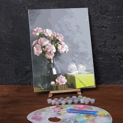 Картина по номерам на холсте с подрамником «Розовые цветы и подарок», 40х30 см - фото 2 - id-p216686061
