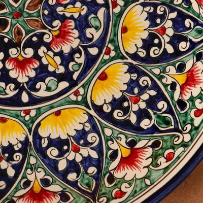 Ляган Риштанская Керамика "Цветы", 32 см, синий - фото 3 - id-p216689472