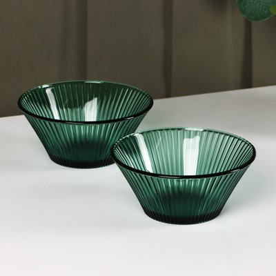 Набор стеклянной посуды «Верде», 5 предметов: 2 стакана 330 мл, 2 тарелки 280 мл, салатник 1,6 л, цвет зелёный - фото 6 - id-p216707563