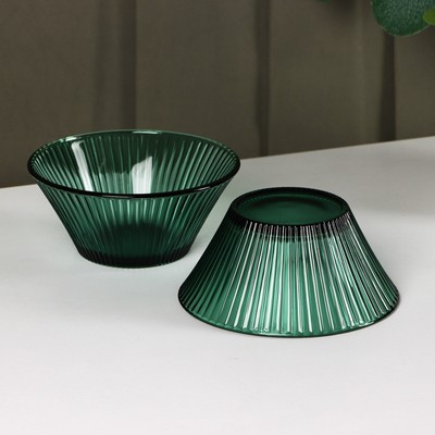 Набор стеклянной посуды «Верде», 5 предметов: 2 стакана 330 мл, 2 тарелки 280 мл, салатник 1,6 л, цвет зелёный - фото 7 - id-p216707563