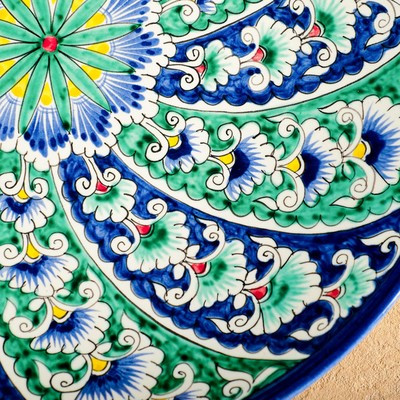 Ляган Риштанская Керамика "Цветы", 32 см, синий - фото 3 - id-p216689476