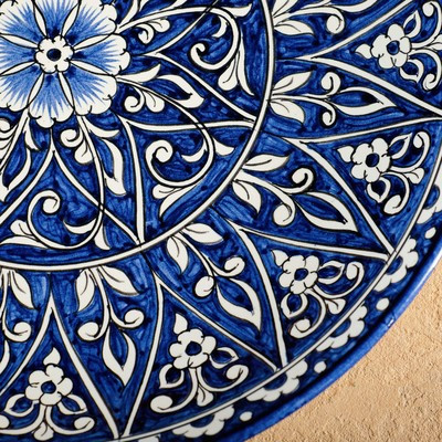 Ляган Риштанская Керамика "Цветы", 32 см, синий - фото 3 - id-p216689478