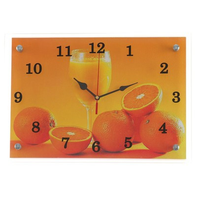 Часы настенные, серия: Кухня, "Апельсины и бокал", 25х35 см - фото 4 - id-p215482838