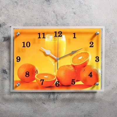 Часы настенные, серия: Кухня, "Апельсины и бокал", 25х35 см - фото 5 - id-p215482838