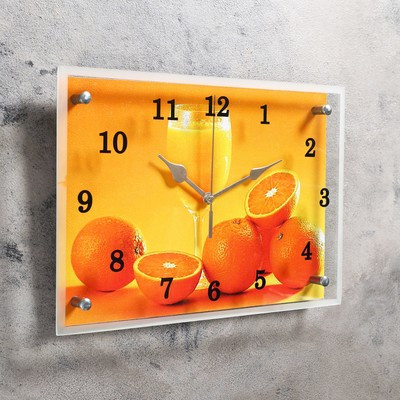 Часы настенные, серия: Кухня, "Апельсины и бокал", 25х35 см - фото 6 - id-p215482838