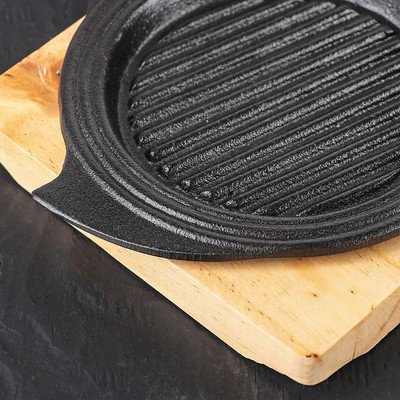 Сковорода чугунная на деревянной подставке «Круг. Восток Гриль», d=15 см, цвет чёрный - фото 2 - id-p216713293