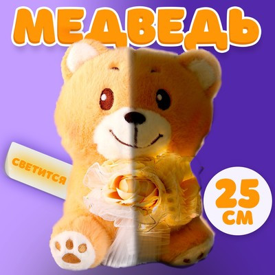 Мягкая игрушка «Медведь с букетом», 25 см, с гирляндой - фото 1 - id-p216667349