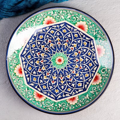 Ляган Риштанская Керамика, 41см, сине-зеленый, - фото 2 - id-p216689491