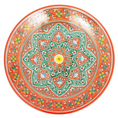 Ляган Риштанская Керамика "Цветы", 42 см, оранжевый - фото 2 - id-p216689505