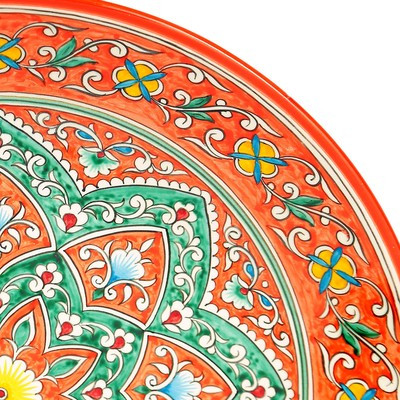 Ляган Риштанская Керамика "Цветы", 42 см, оранжевый - фото 3 - id-p216689505