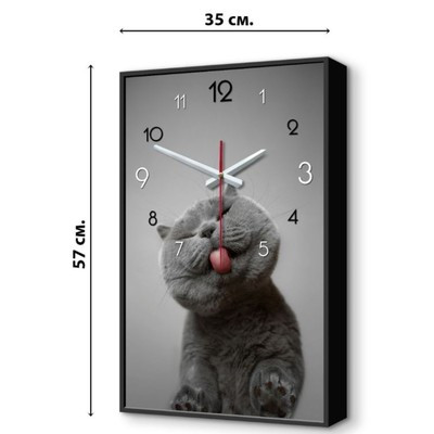 Часы-картина настенные, серия: Интерьер, "Котик", плавный ход, 57 х 35 см, 1 АА - фото 1 - id-p215482885