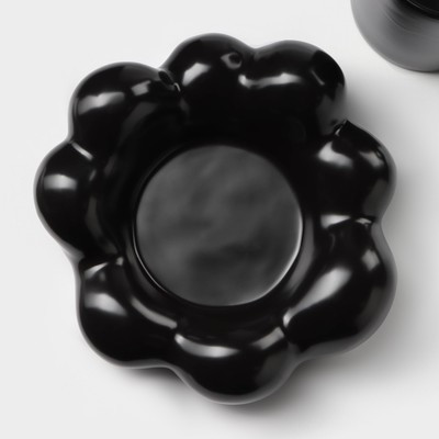 Кофейная пара керамическая «Ромашка», 2 предмета: кружка 260 мл, блюдце d=17 см, цвет чёрный - фото 3 - id-p216688154