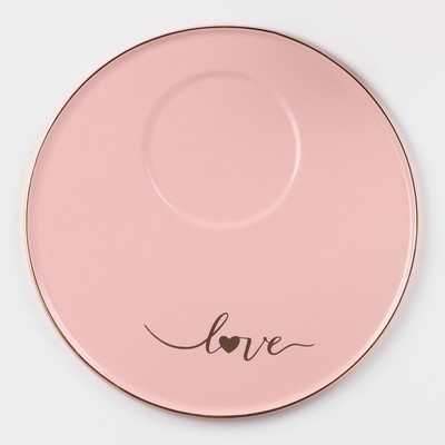 Кофейная пара керамическая «Любовь», 3 предмета: кружка 200 мл, блюдце d=20 см, ложка h=14 см, цвет розовый - фото 3 - id-p216688156