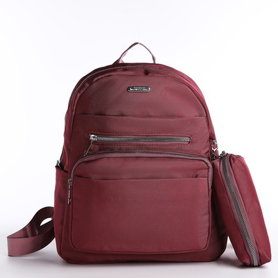 Рюкзак с пеналом, 26*11*35, отд. на молнии 5 н/кармана, бордовый - фото 1 - id-p216737612