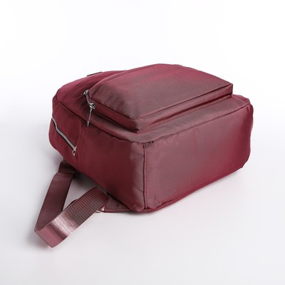 Рюкзак с пеналом, 26*11*35, отд. на молнии 5 н/кармана, бордовый - фото 4 - id-p216737612